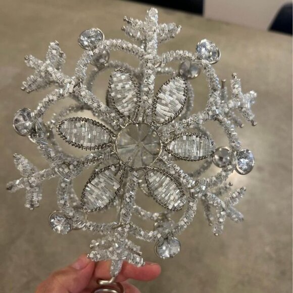 Christmas tree topper. Silver/beaded. New! - Picture 10 of 10